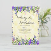 ウォーターカラーラベンダーイエロー30と素晴らしい誕生日 招待状 (スタンド正面)