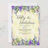 ウォーターカラーラベンダーイエロー50と素晴らしい誕生日 招待状 (正面)
