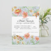 ウォーターカラーラベンダーコーラルフローラブライダルシャワー 招待状 (スタンド正面)