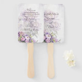 ウォーターカラーラベンダーピオニー結婚式 プログラム ハンドファン (正面&裏面)