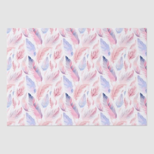 ウォーターカラーラベンダーピンクパステルフェザー春 薄葉紙 (正面)