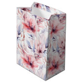 ウォーターカラーラベンダーピンクパステルフラワーズ春 ミディアムペーパーバッグ (裏面アングル)