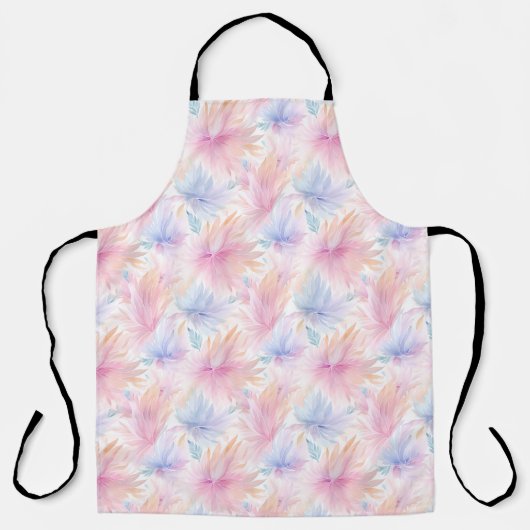 ウォーターカラーラベンダーピンクフラワーズパステル春 エプロン (正面)