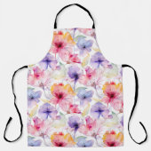 ウォーターカラーラベンダーピンクレッドパステルフローラ春 エプロン (正面)