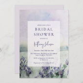 ウォーターカラーラベンダーフローラブライダルシャワー 招待状 (正面/裏面)