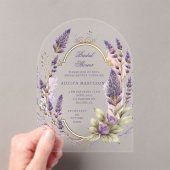 ウォーターカラーラベンダーフローラリーガルブライダルシャワー アクリル招待状 (インサイチュ (ポータブル))