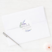 ウォーターカラーラベンダーフローラ結婚ズサンキュー ラウンドシール (封筒)