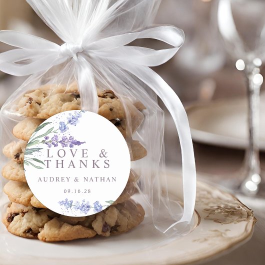 ウォーターカラーラベンダーフローラ結婚ズサンキュー ラウンドシール