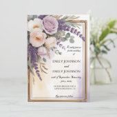 ウォーターカラーラベンダーフローラ結婚リガール 招待状 (スタンド正面)