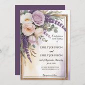 ウォーターカラーラベンダーフローラ結婚リガール 招待状 (正面/裏面)