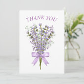 ウォーターカラーラベンダーブーケありがとう サンキューカード (スタンド正面)
