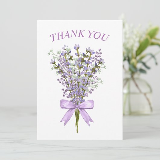 ウォーターカラーラベンダーブーケありがとう サンキューカード (スタンド正面)