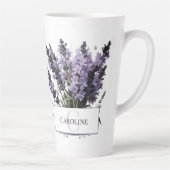 ウォーターカラーラベンダーブーケパーソナライズされた カフェラテマグ (右)