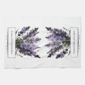 ウォーターカラーラベンダーブーケパーソナライズされた キッチンタオル (横)