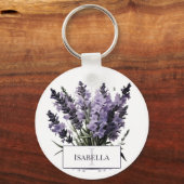ウォーターカラーラベンダーブーケパーソナライズされた キーホルダー (正面)