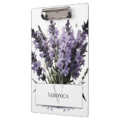 ウォーターカラーラベンダーブーケパーソナライズされた クリップボード (左)