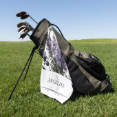 ウォーターカラーラベンダーブーケパーソナライズされた ゴルフタオル (グリーン)