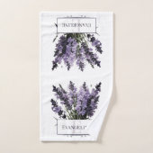 ウォーターカラーラベンダーブーケパーソナライズされた バスタオルセット (ハンドタオル)