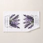 ウォーターカラーラベンダーブーケパーソナライズされた バスタオルセット (ハンドタオル)