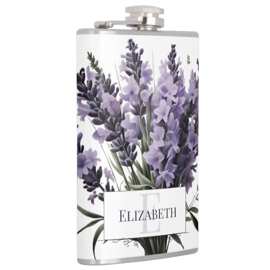 ウォーターカラーラベンダーブーケパーソナライズされた フラスク (右)