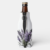 ウォーターカラーラベンダーブーケパーソナライズされた ボトルクーラー (ボトル裏面)