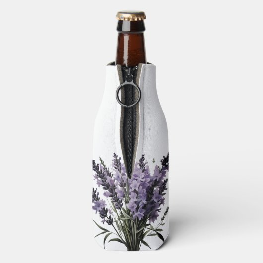ウォーターカラーラベンダーブーケパーソナライズされた ボトルクーラー (ボトル裏面)
