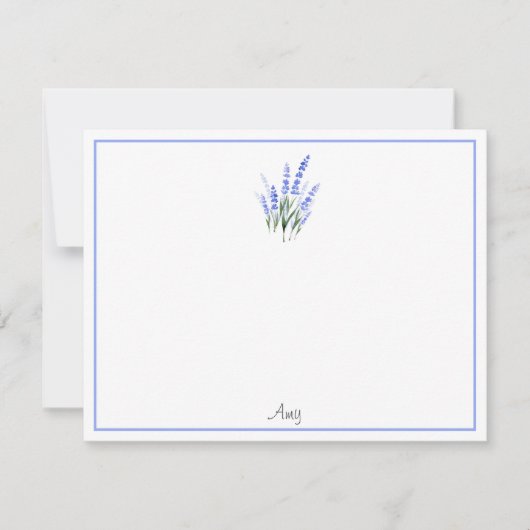 ウォーターカラーラベンダーブーケ ノートカード (正面)