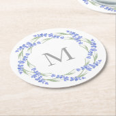 ウォーターカラーラベンダーリース ラウンドペーパーコースター (アングル)