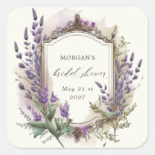 ウォーターカラーラベンダーレガルブライダルシャワー スクエアシール (正面)