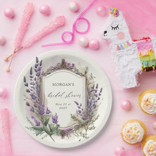 ウォーターカラーラベンダーレガルブライダルシャワー ペーパープレート (パーティー)