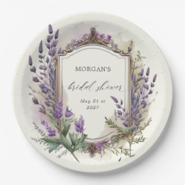 ウォーターカラーラベンダーレガルブライダルシャワー ペーパープレート