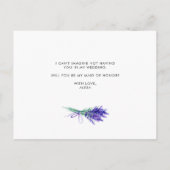 ウォーターカラーラベンダー私のメイド・オブ・オーナー(花嫁付き添い人) インビテーションポストカード (裏面)