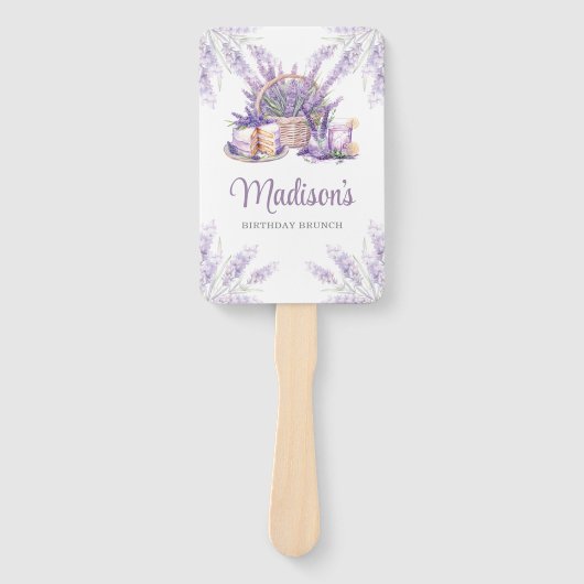 ウォーターカラーラベンダー誕生日ブランチカスタム写真 ハンドファン (正面)