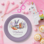 ウォーターカラーラベンダー誕生日ブランチカスタム ペーパープレート (パーティー)