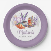 ウォーターカラーラベンダー誕生日ブランチカスタム ペーパープレート (正面)