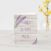 ウォーターカラーラベンダー&ウッドありがとう空白の カード (黄色い花)