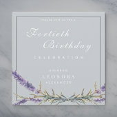 ウォーターカラーラベンダー フラワー 記念日 誕生日 招待状