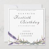 ウォーターカラーラベンダーANYサプライズ誕生日パーティー 招待状 (正面)