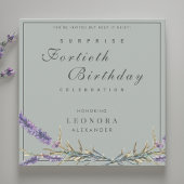 ウォーターカラーラベンダーANYサプライズ誕生日パーティー 招待状