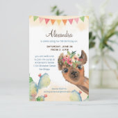 ウォーターカラーラマ誕生日 招待状 (スタンド正面)