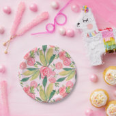 ウォーターカラーラローザウィムシー金ゴールド紙プレート ペーパープレート (パーティー)