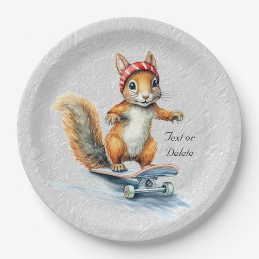 ウォーターカラーリススケートボード紙プレート ペーパープレート (正面)