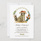 ウォーターカラーリスリース秋子供の誕生日 招待状 (正面)