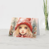 ウォーターカラーリトルウィンター妖精ホリデイ カード (正面)