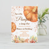 ウォーターカラーリトルカボプキンオータム誕生日招待状 招待状 (スタンド正面)