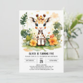 ウォーターカラーリトルキリンカスタム誕生日 招待状 (スタンド正面)
