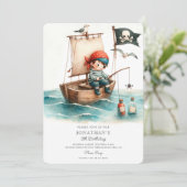 ウォーターカラーリトルパイレーツ誕生日 招待状 (スタンド正面)