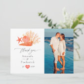 ウォーターカラーリビングサンゴビーチ結婚式 サンキューカード (スタンド正面)