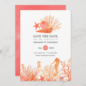 ウォーターカラーリビングサンゴビーチ結婚式 セーブザデート (正面/裏面)