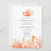 ウォーターカラーリビングサンゴビーチ結婚式 招待状 (正面)